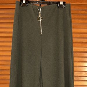 Zip Front High Waist Palazzo Pants